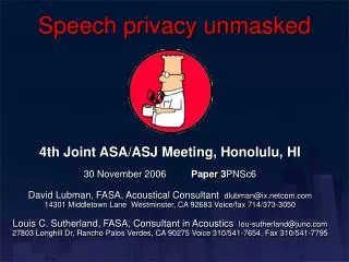 Speech privacy unmasked