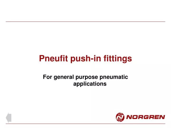 pneufit push in fittings