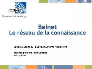 belnet le r seau de la connaissance