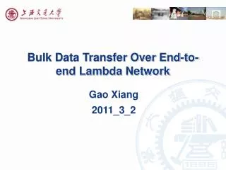 Bulk Data Transfer Over End-to-end Lambda Network
