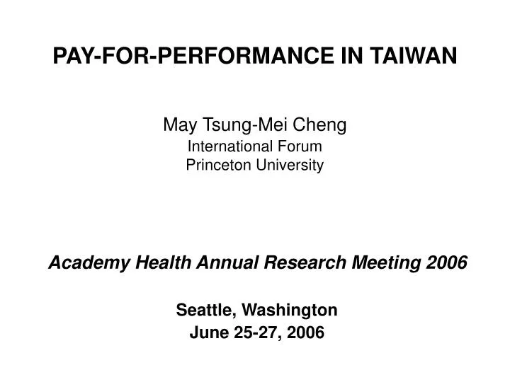 pay for performance in taiwan