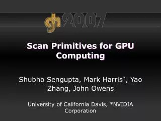 Scan Primitives for GPU Computing