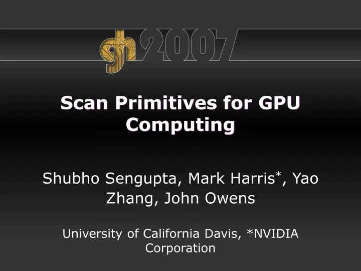 scan primitives for gpu computing