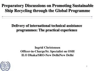 Preparatory Discussions on Promoting Sustainable Ship Recycling through the Global Programme