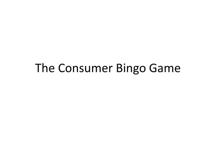 the consumer bingo game