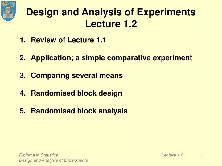 design and analysis of experiments lecture 1 2