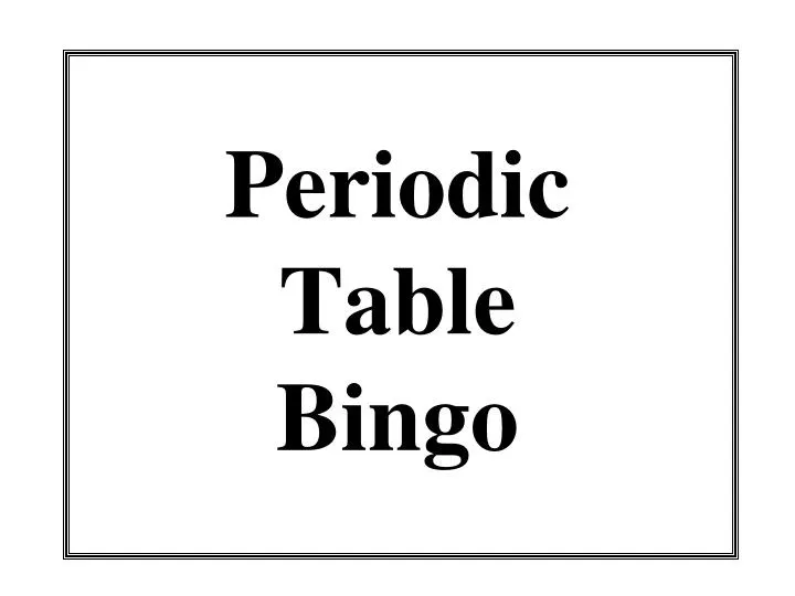 periodic table bingo