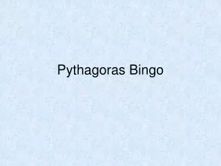 Pythagoras Bingo
