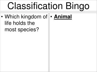 Classification Bingo