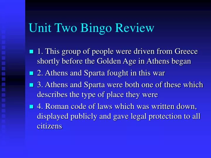 unit two bingo review