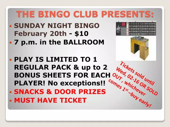 the bingo club presents