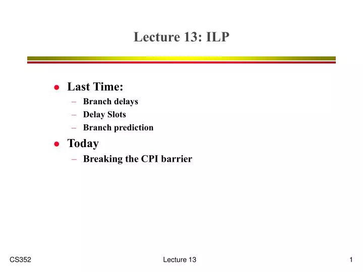 lecture 13 ilp