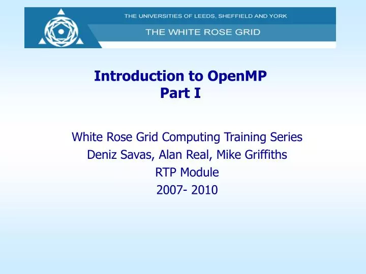 introduction to openmp part i