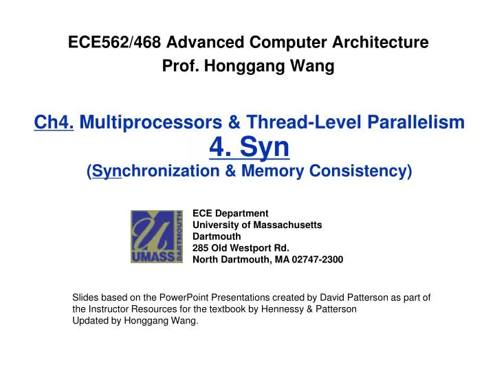 ch4 multiprocessors thread level parallelism 4 syn syn chronization memory consistency