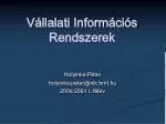 Vállalati Információs Rendszerek - slide 1