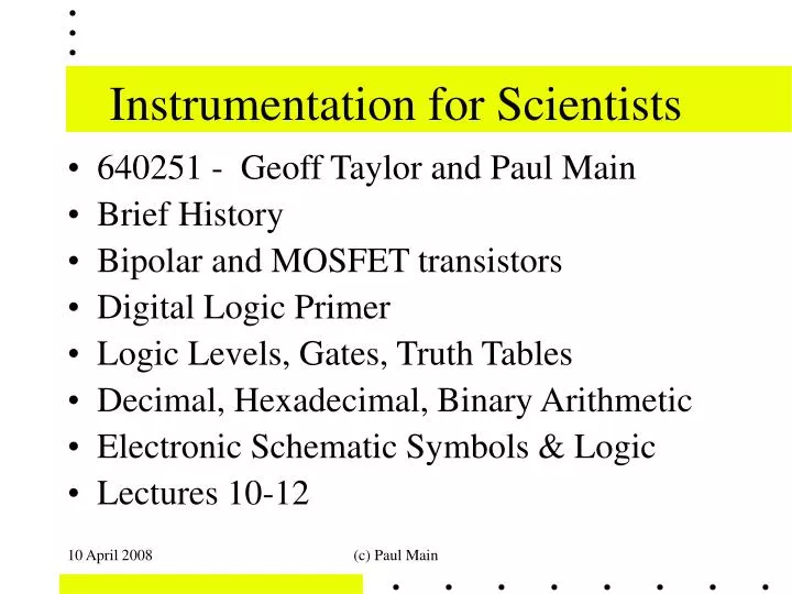 instrumentation for scientists