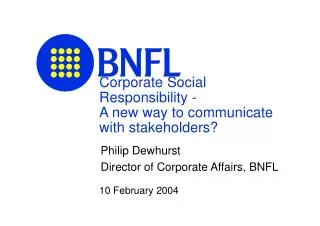 Corporate Social Responsibility - A new way to communicate with stakeholders?