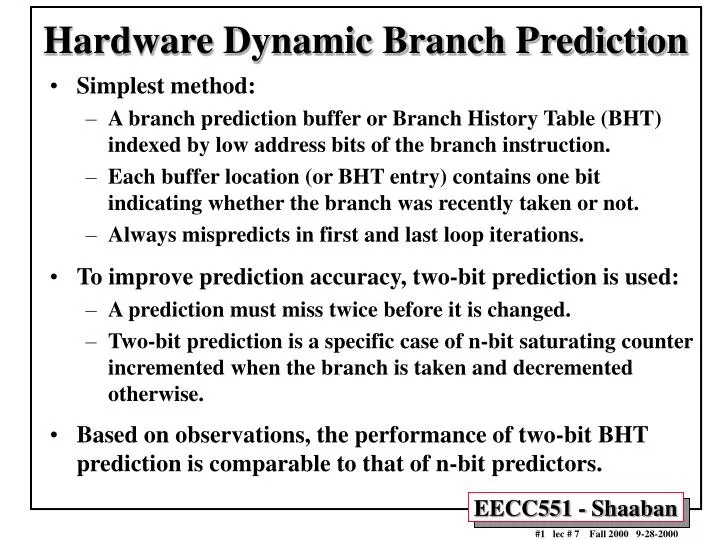 hardware dynamic branch prediction