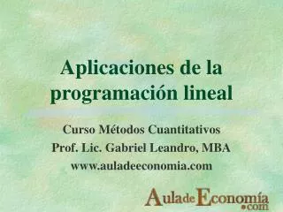 aplicaciones de la programaci n lineal