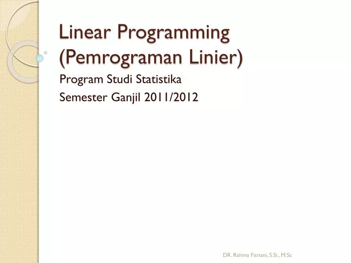 linear programming pemrograman linier
