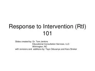 Response to Intervention (RtI) 101