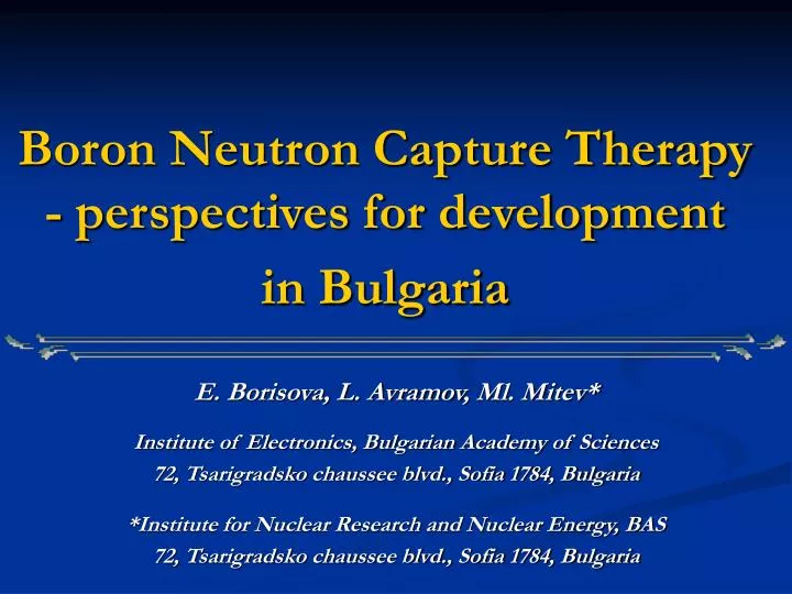 boron neutron capture therapy perspectives for development in bulgaria