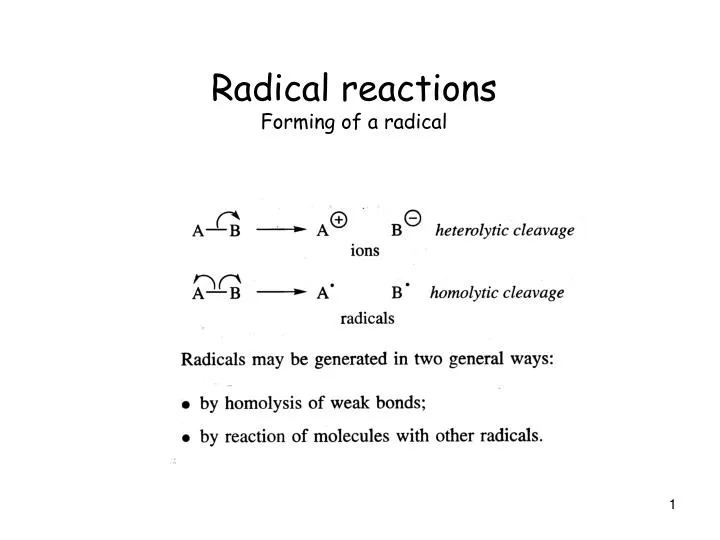 radical reactions forming of a radical
