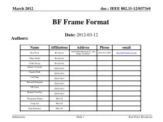 BF Frame Format
