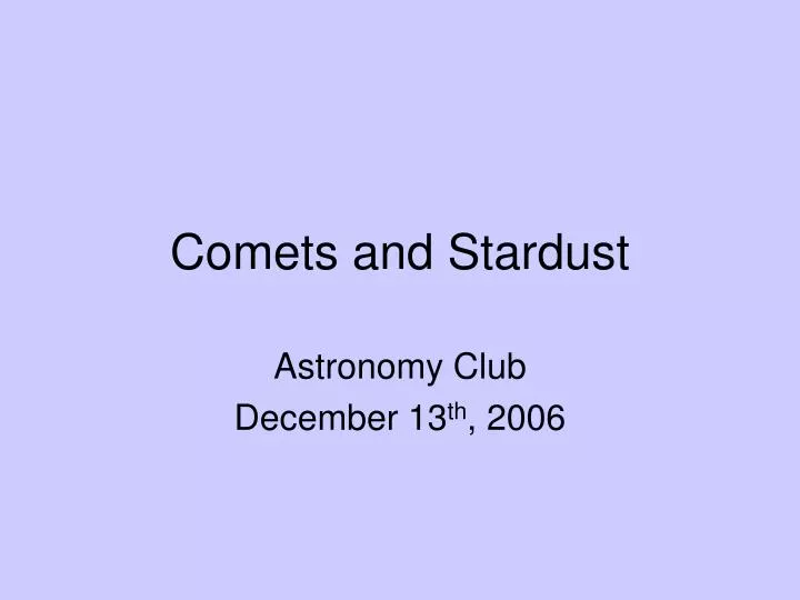 comets and stardust