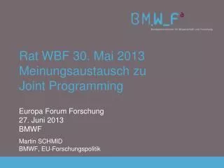 rat wbf 30 mai 2013 meinungsaustausch zu joint programming