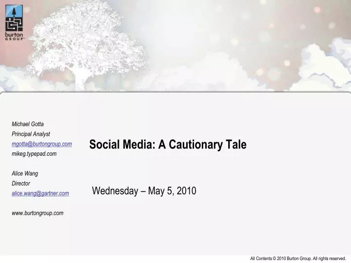 social media a cautionary tale wednesday may 5 2010