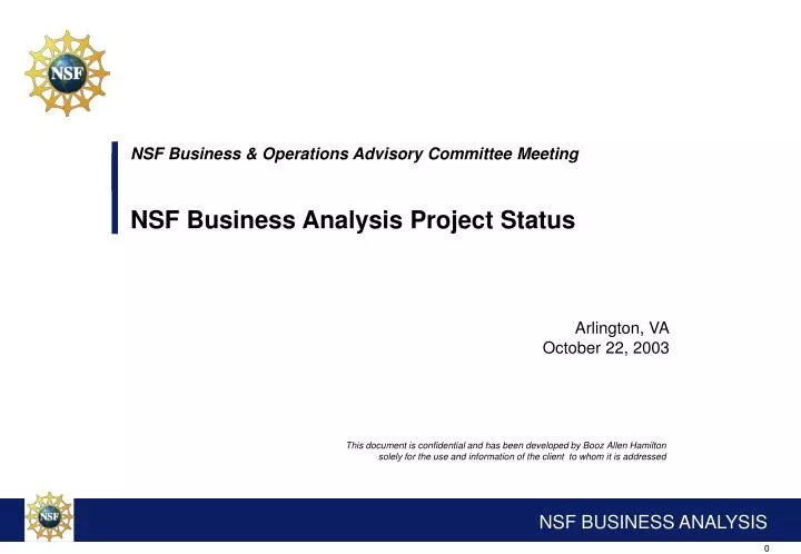 nsf business operations advisory committee meeting nsf business analysis project status