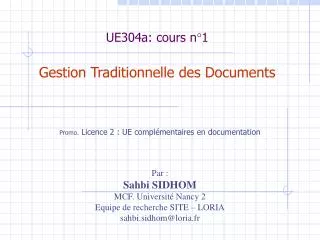 ue304a cours n 1 gestion traditionnelle des documents