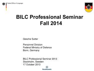 BILC Professional Seminar Fall 2014