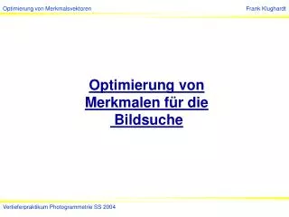 optimierung von merkmalen f r die bildsuche