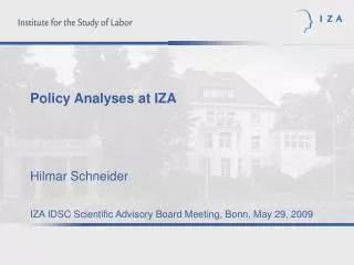 Fields of Evidence Based Policy Analysis at IZA