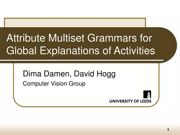 attribute multiset grammars for global explanations of activities