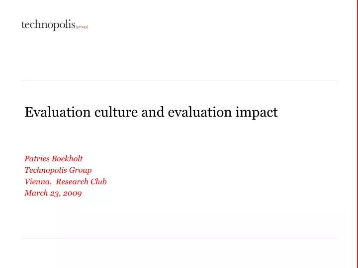 evaluation culture and evaluation impact