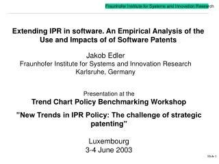 Extending IPR in software. An Empirical Analysis of the Use and Impacts of of Software Patents