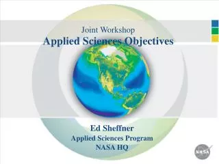 Joint Workshop Applied Sciences Objectives