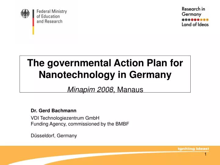 the governmental action plan for nanotechnology in germany minapim 2008 manaus