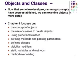 Objects and Classes --