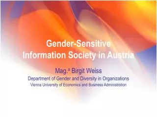Gender-Sensitive Information Society in Austria