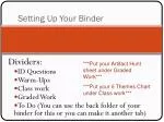 Setting Up Your Binder - slide 1