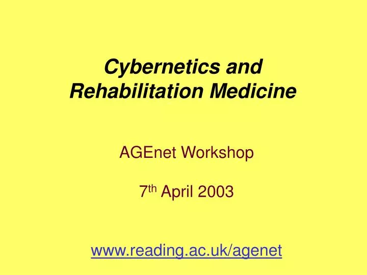 agenet workshop 7 th april 2003 www reading ac uk agenet