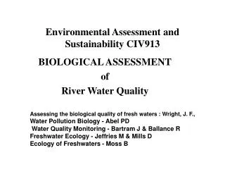 Environmental Assessment and Sustainability CIV913