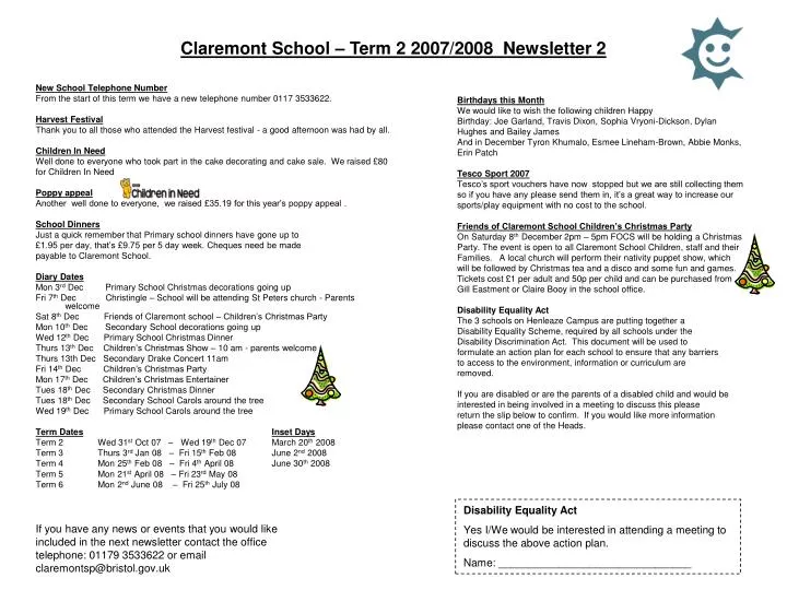 claremont school term 2 2007 2008 newsletter 2