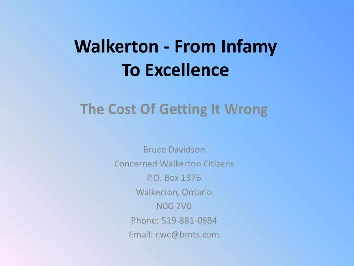 walkerton from infamy to excellence
