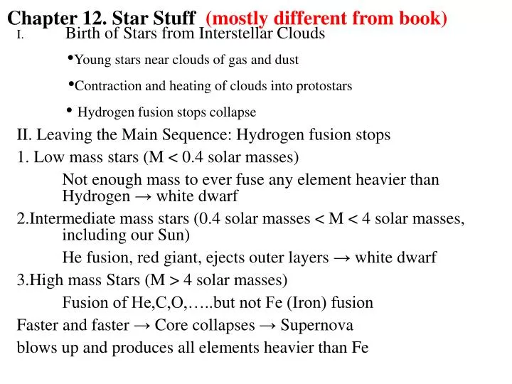 chapter 12 star stuff mostly different from book