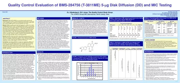 quality control evaluation of bms 284756 t 3811me 5 g disk diffusion dd and mic testing